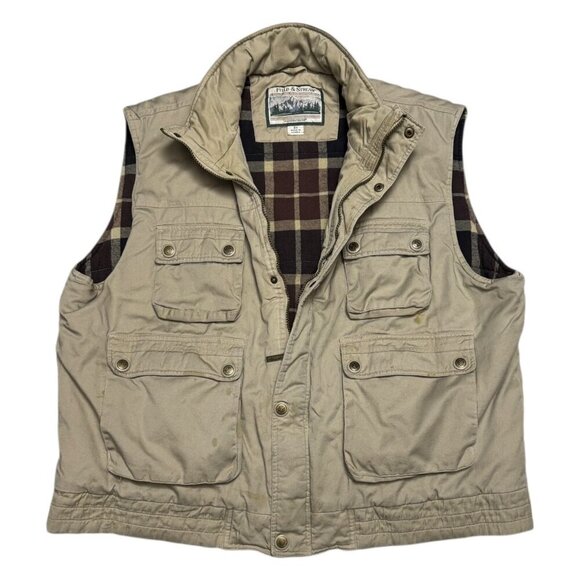 FIELD & STREAM Vintage Y2K Outdoor Plaid Lined Hunting Fishing Cottage Vest 2XL - Picture 1 of 9